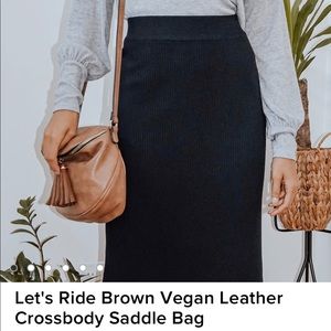 Lulus Let's Ride Brown Vegan Leather Crossbody Bag